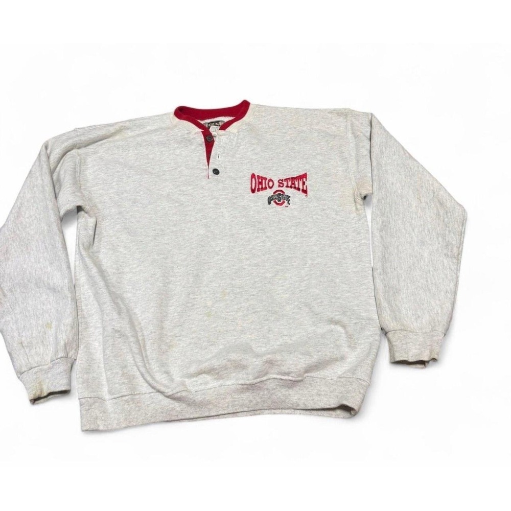 Vintage Ohio State Buckeyes Sweatshirt XL Legends USA Henley Made in USA